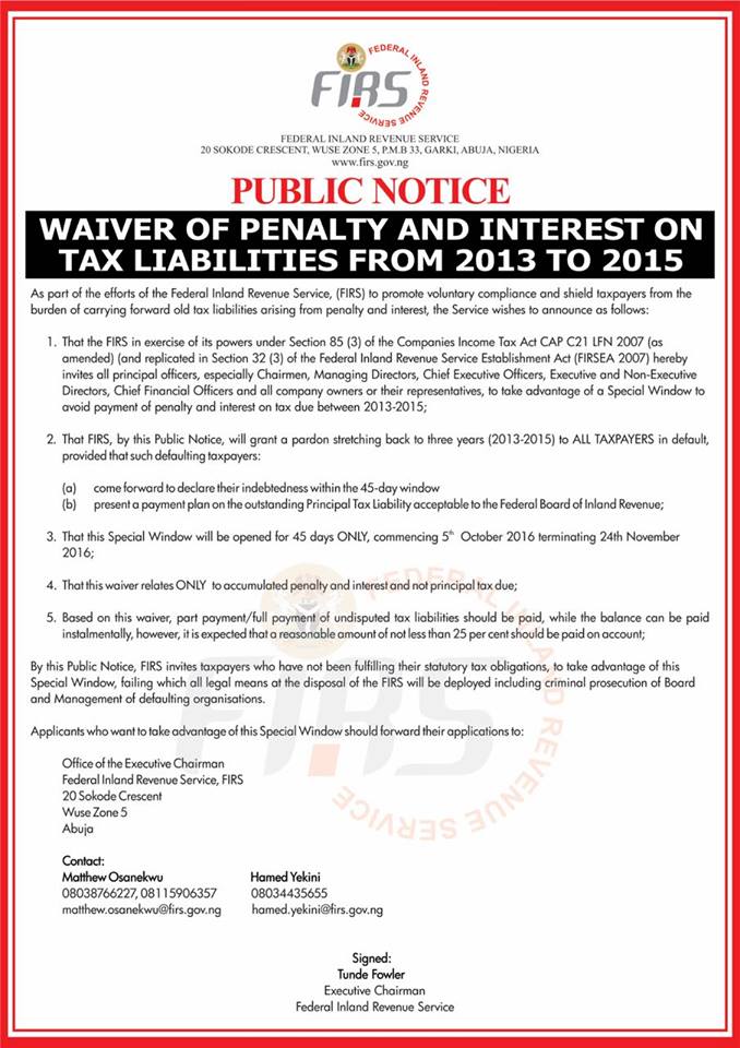 FIRS - Waiver of Penalty and Interest Source: FIRS