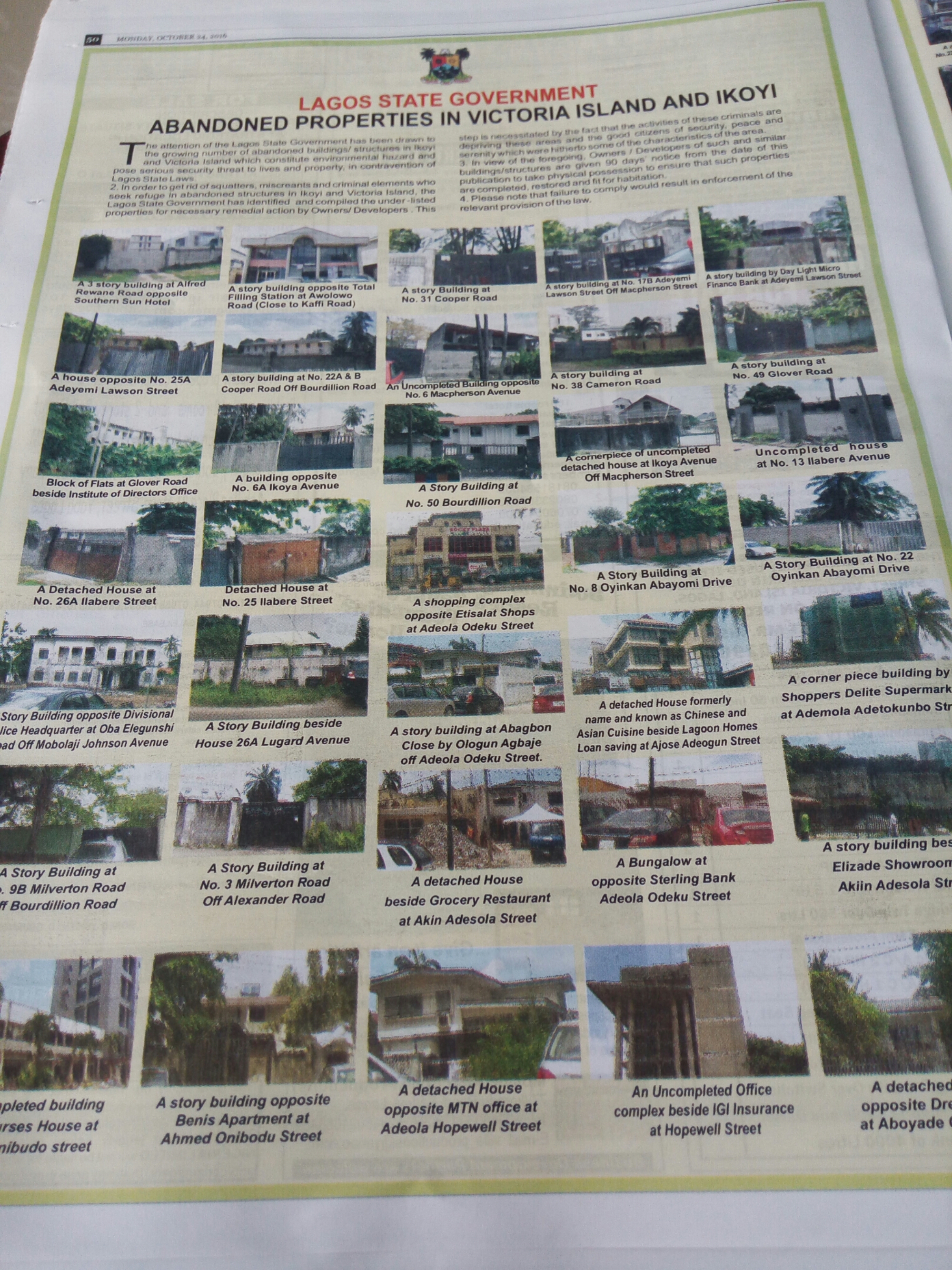 Lagos State Threatens To Takeover These Abandoned Buildings in Ikoyi and VI. 