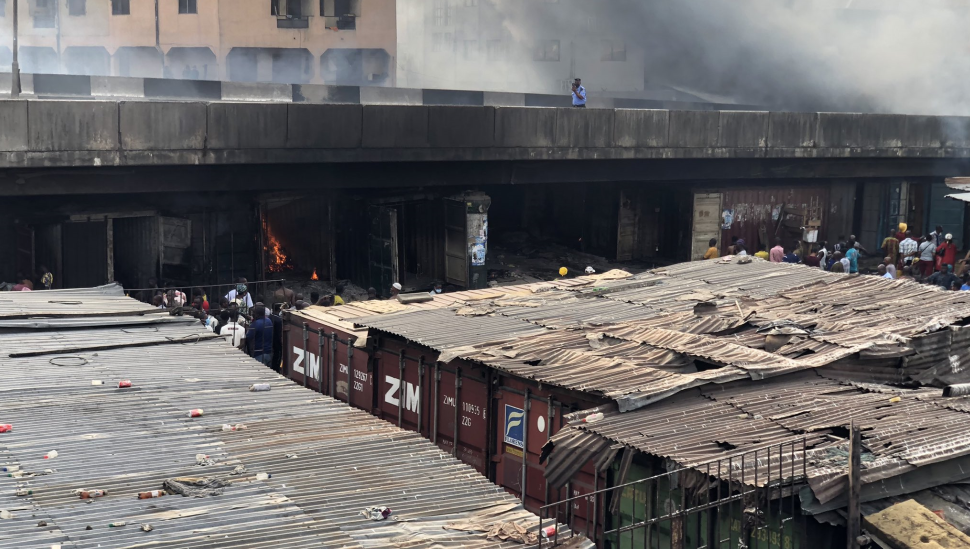 Millions lost as fire razes popular Apongbon market in Lagos