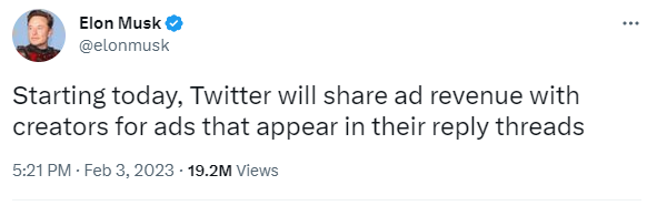 Elon Musks says content creators can now make money on Twitter