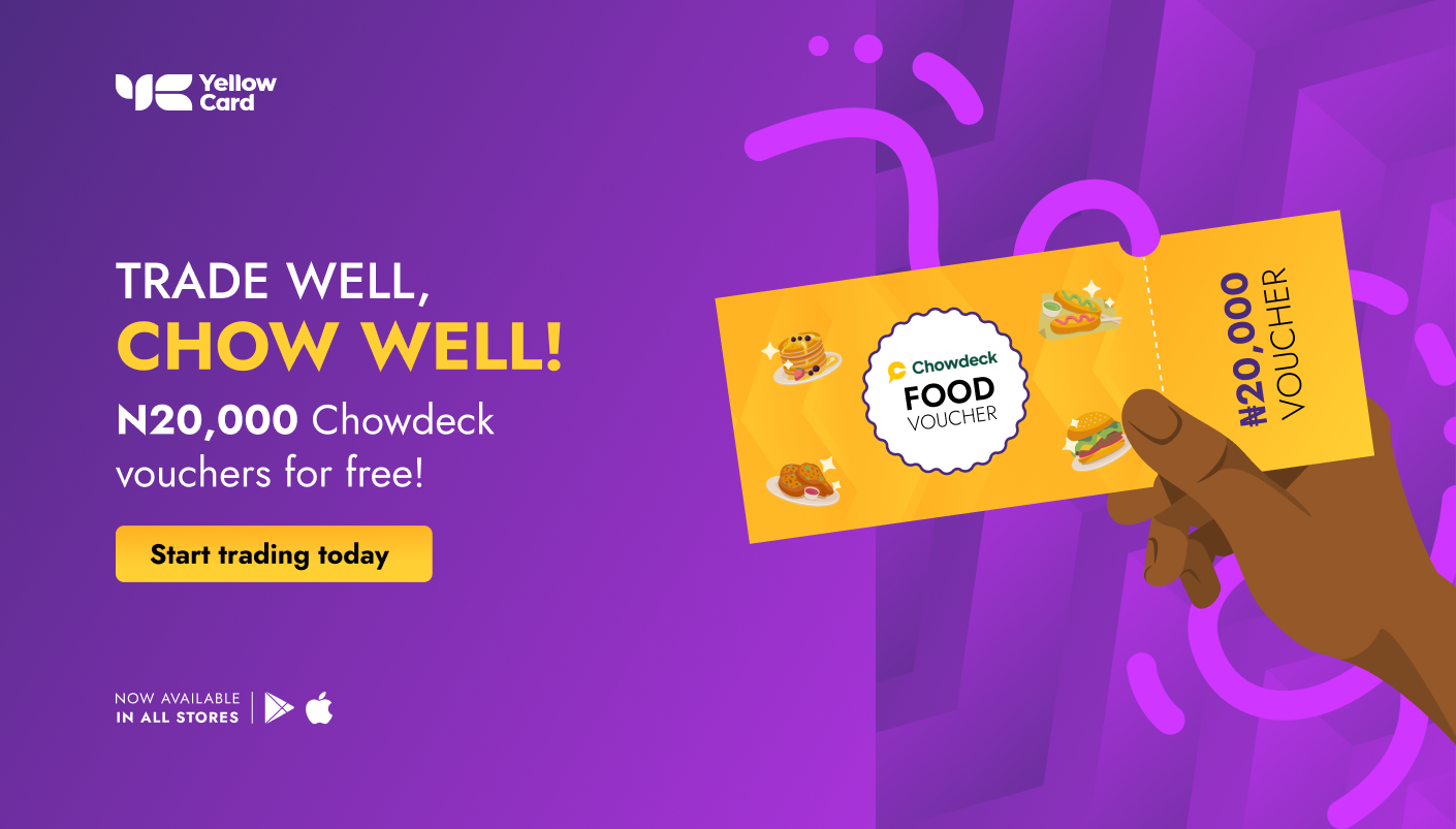 Yellow Card to reward forty customers with Chowdeck food vouchers worth 20,000 NGN